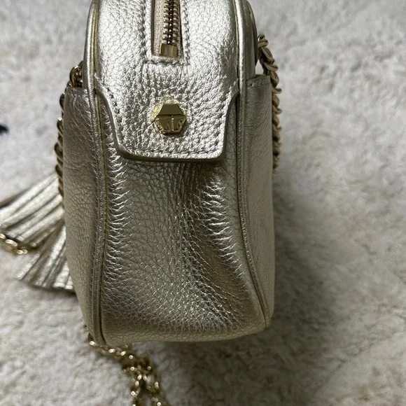 Tory Burch Metallic Gold Leather Thea Chain Crossbody